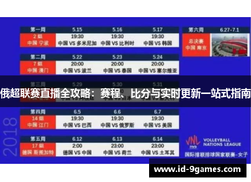 俄超联赛直播全攻略：赛程、比分与实时更新一站式指南